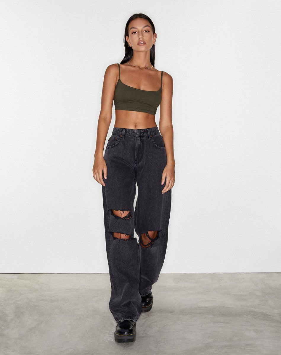 DARK FOG★Vintage patchwork ripped wide-leg jeans DF42 S0e2eeb7bd6914eca9cc98287cc2f4