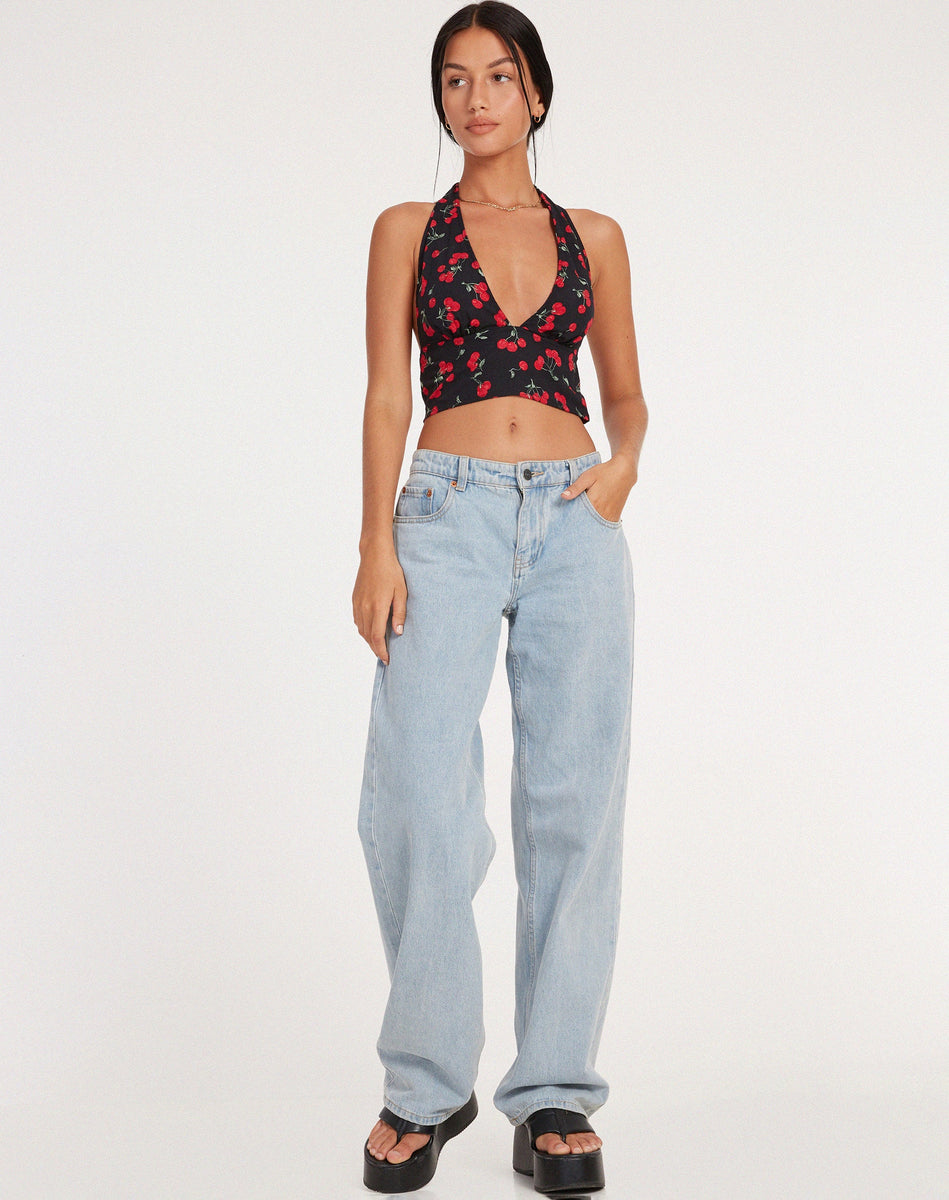 【REST&RECREATION】RR HALTER NECK CROP TOP Rest & Recreation RR Halter Neck Crop Top - Black