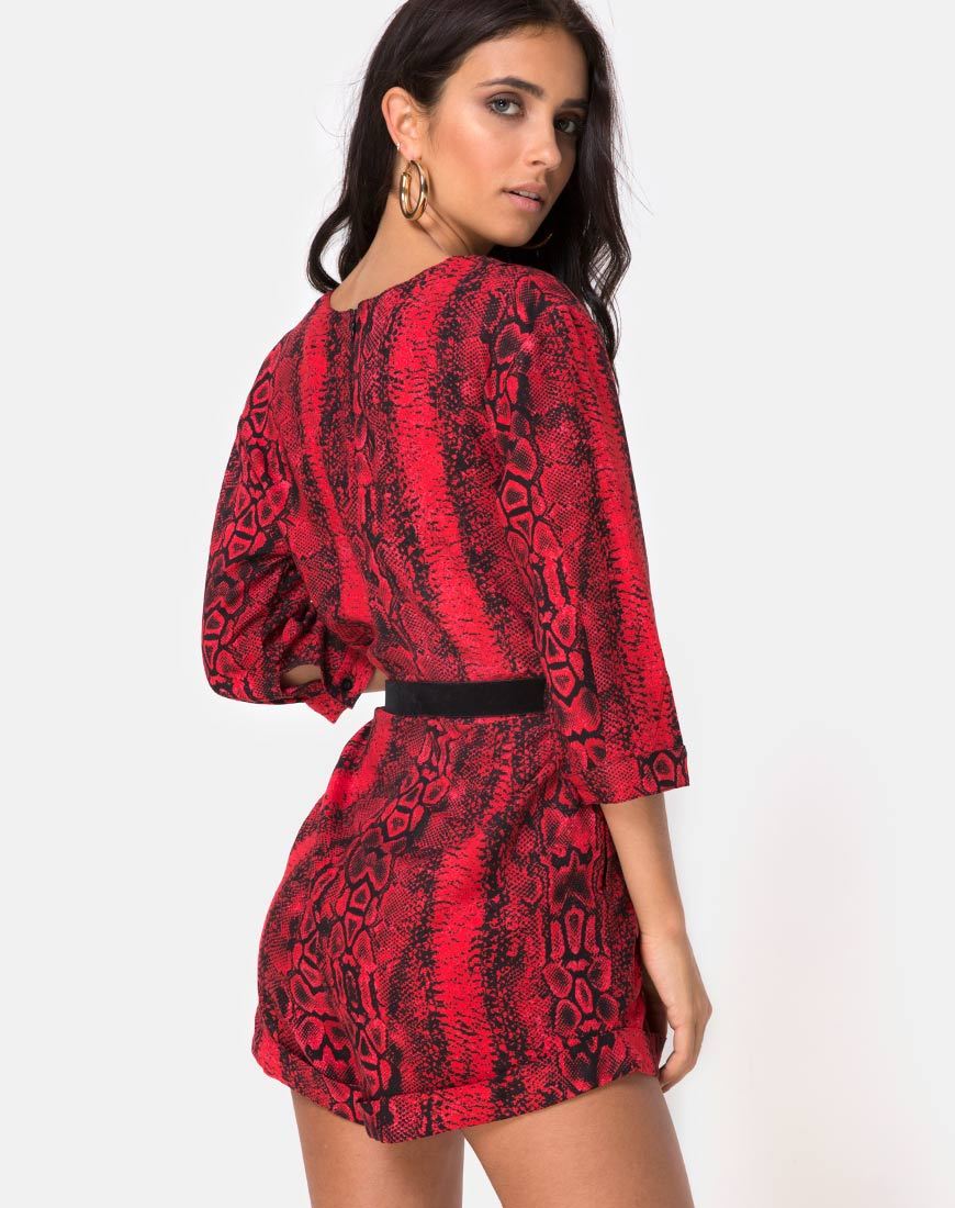 Red store plunge playsuit