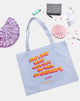 Image of Tote Bag in Soft Blue with Overdraft Text Text X Top Girl