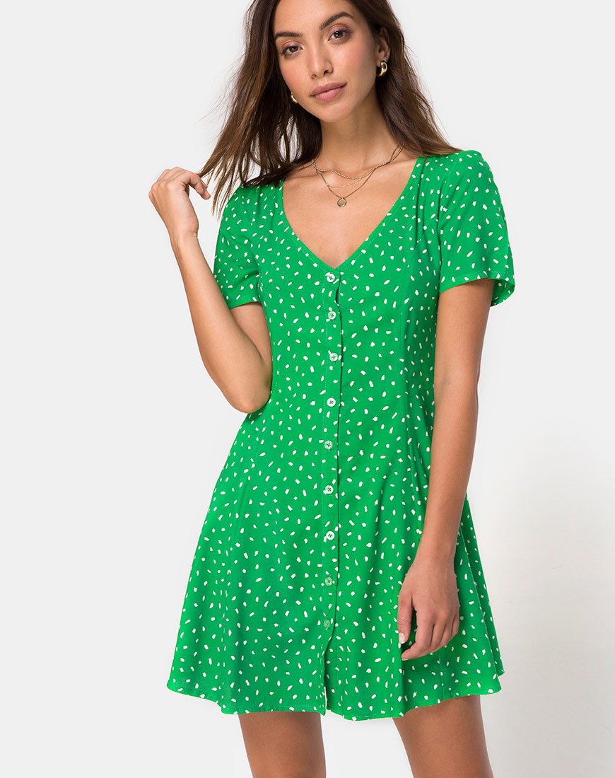Neyka Dress in Mini Diana Dot Green – motelrocks-com-us