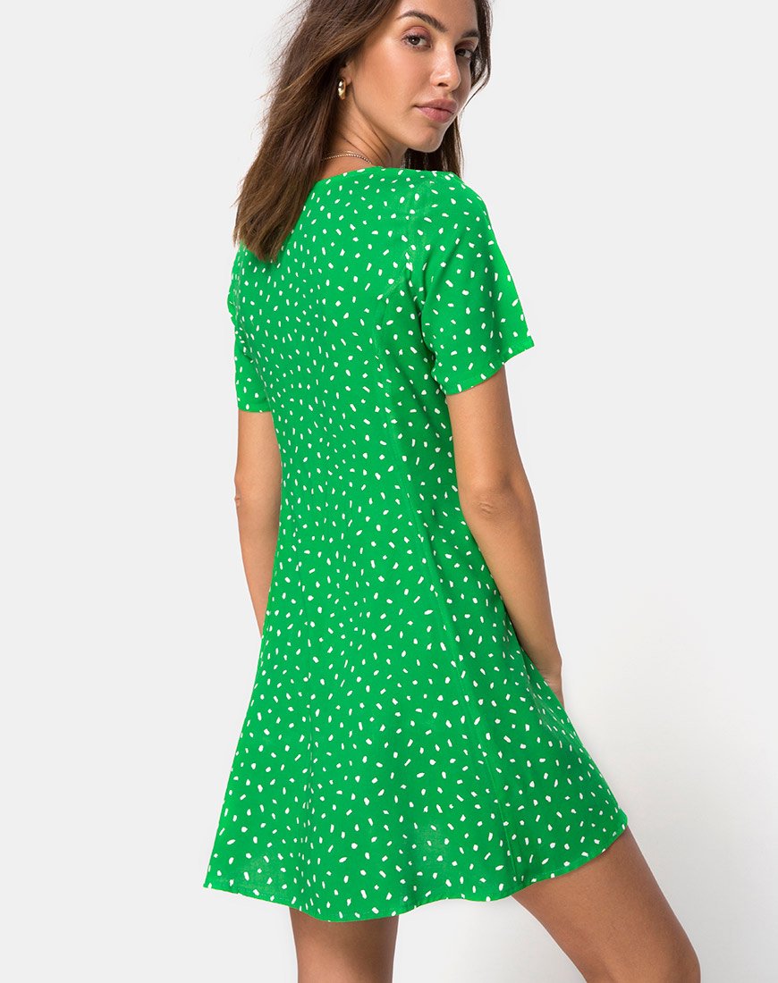 calvin klein green polka dot dress Calvin Klein Womens Petites Chiffon Tie Sleeves Shift Dress Green 2P