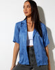 Image of Nikra Shirt in Satin Zebra Blue Bonnet