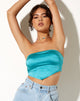 Image of Nolda Crop Top in Satin Aqua Blue