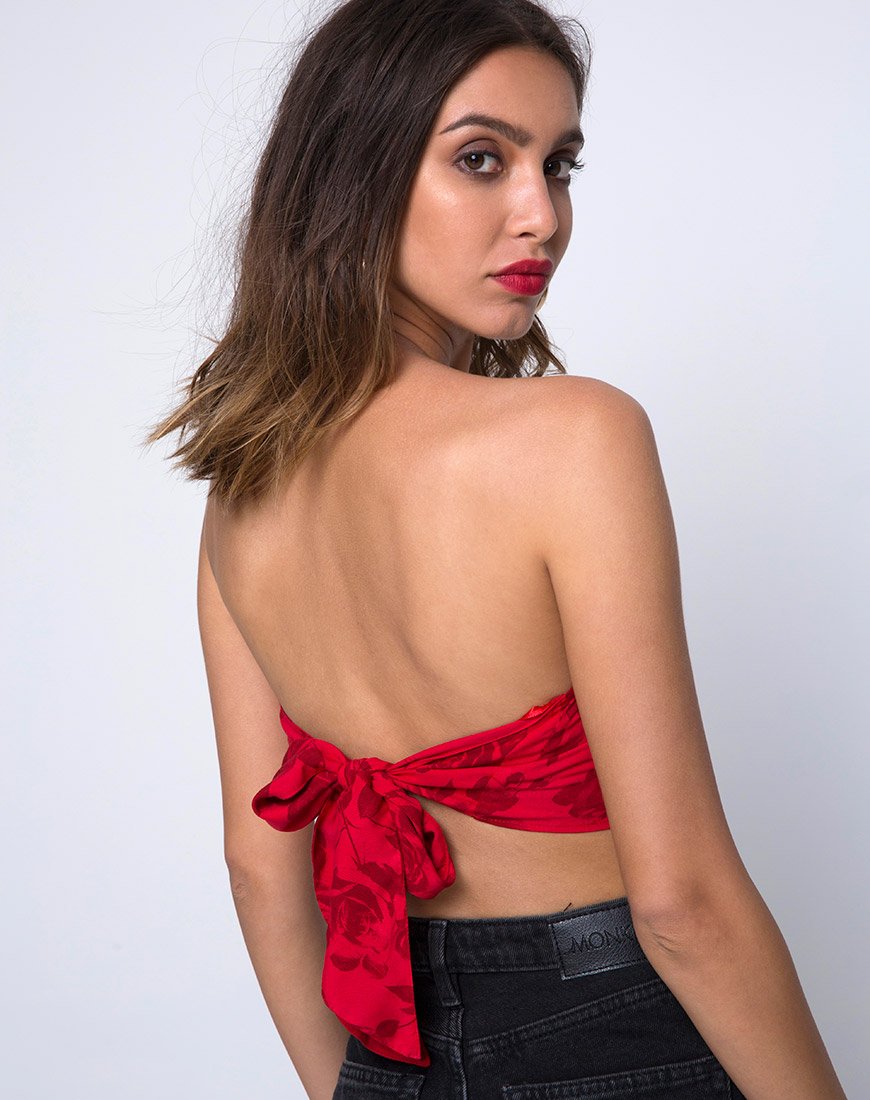 Image of Nolia Tube Top in Tonal Floral Red