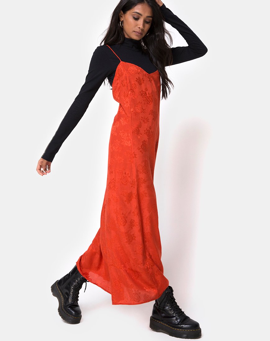 Nolity Midi Dress in Satin Rust Rose – motelrocks-com-us