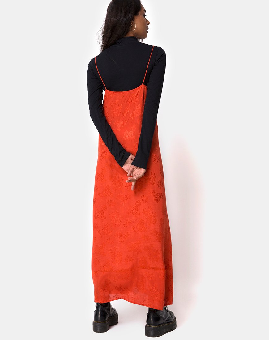 knee length dresses for ladies Nolity Midi Dress in Satin Rust Rose – motelrocks-com-us