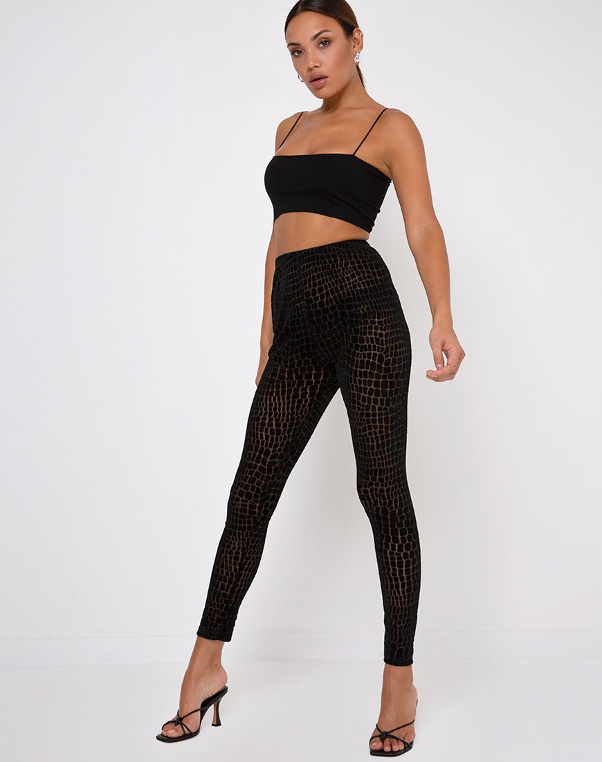 Oria Leggings in Croc Flock Black - Main Image