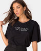 Image of Oversize Black Tee in Black on Tour staff by Motel