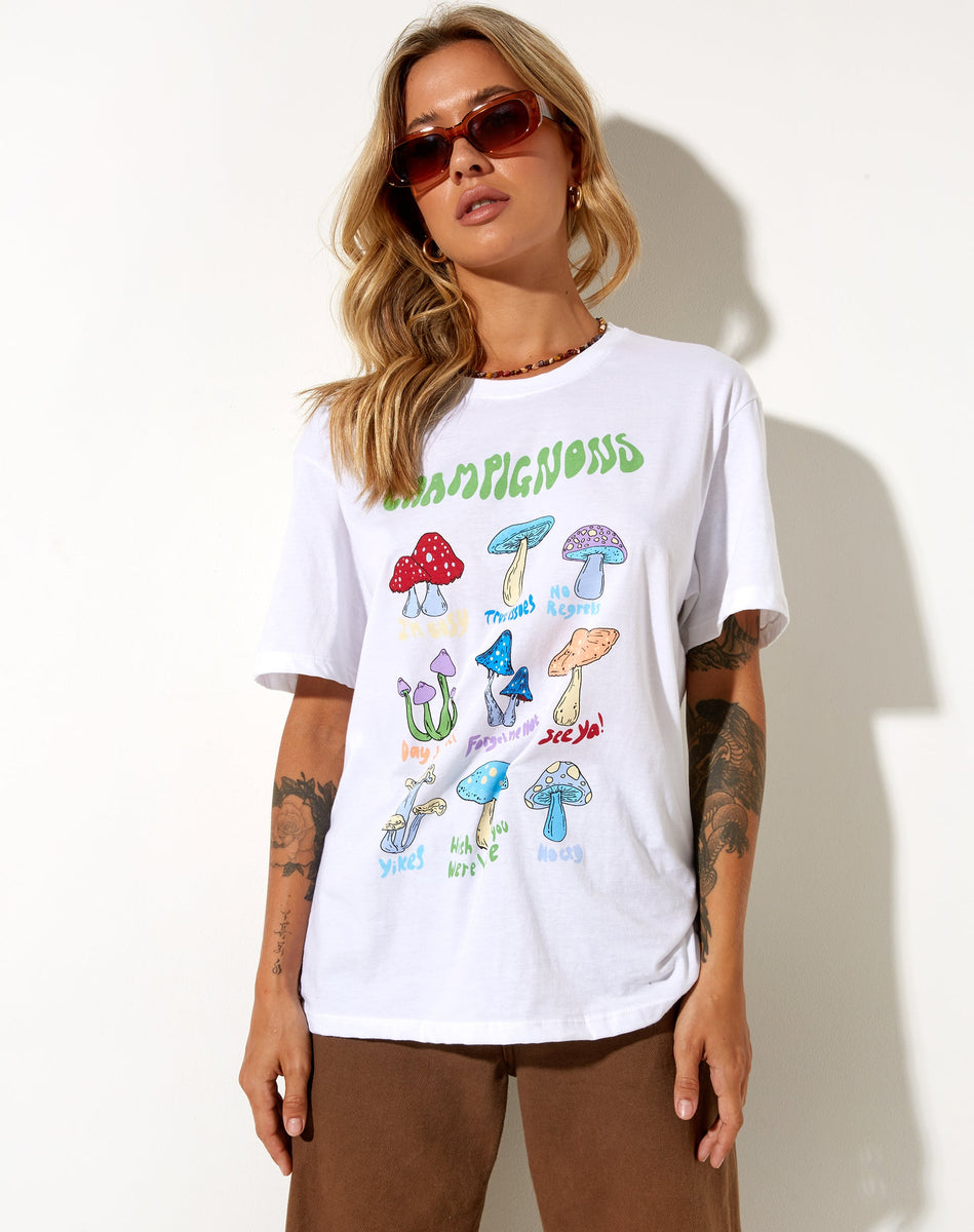 Mushroom Front Star Patch Oversize Tee