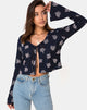 Image of Pique Top in Rose Flock Black Mesh