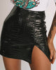 Image of Wren Mini Skirt in PU Croco Black