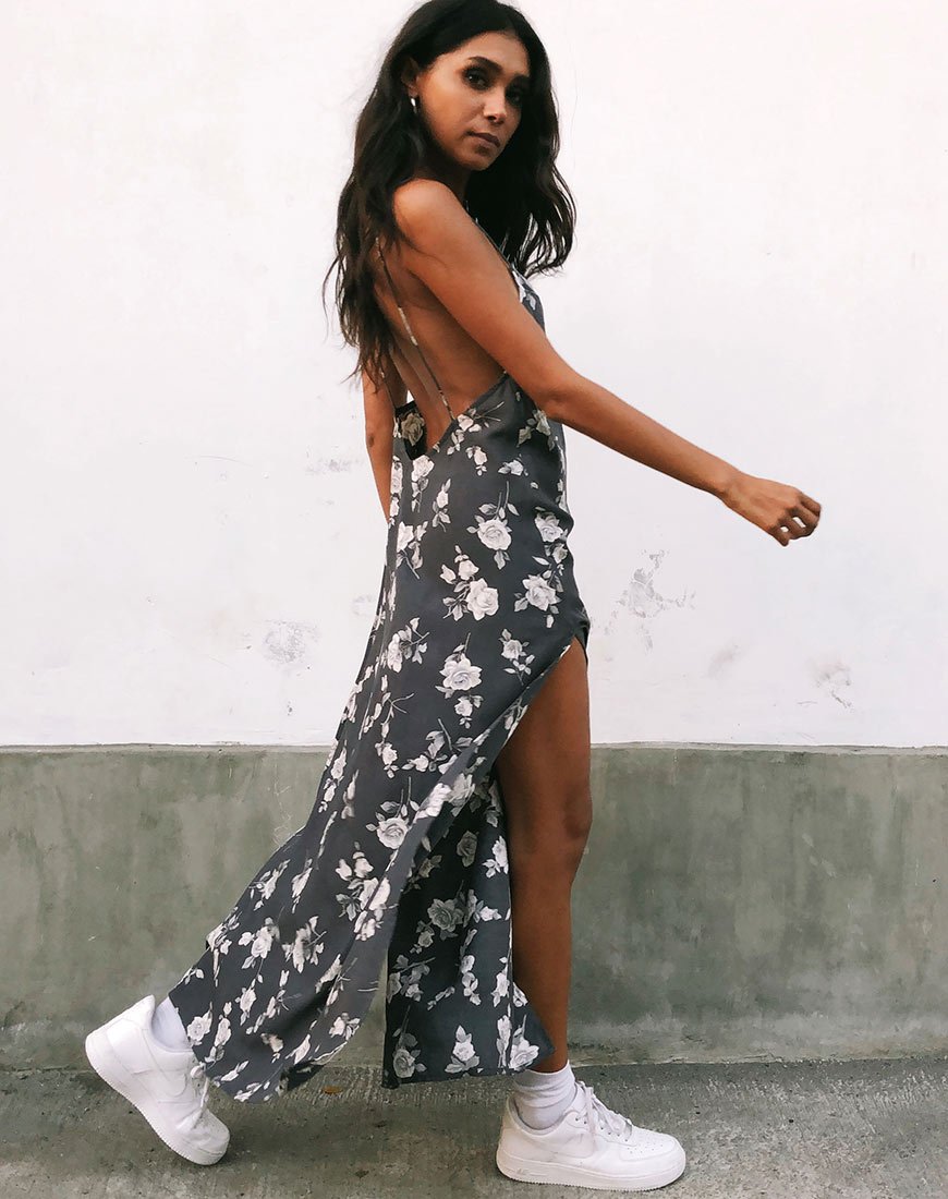 hime maxi dress Hime Maxi Dress in White Rose Grey