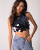Image of Queenz Crop Top in Big Disc Sequin Petrol