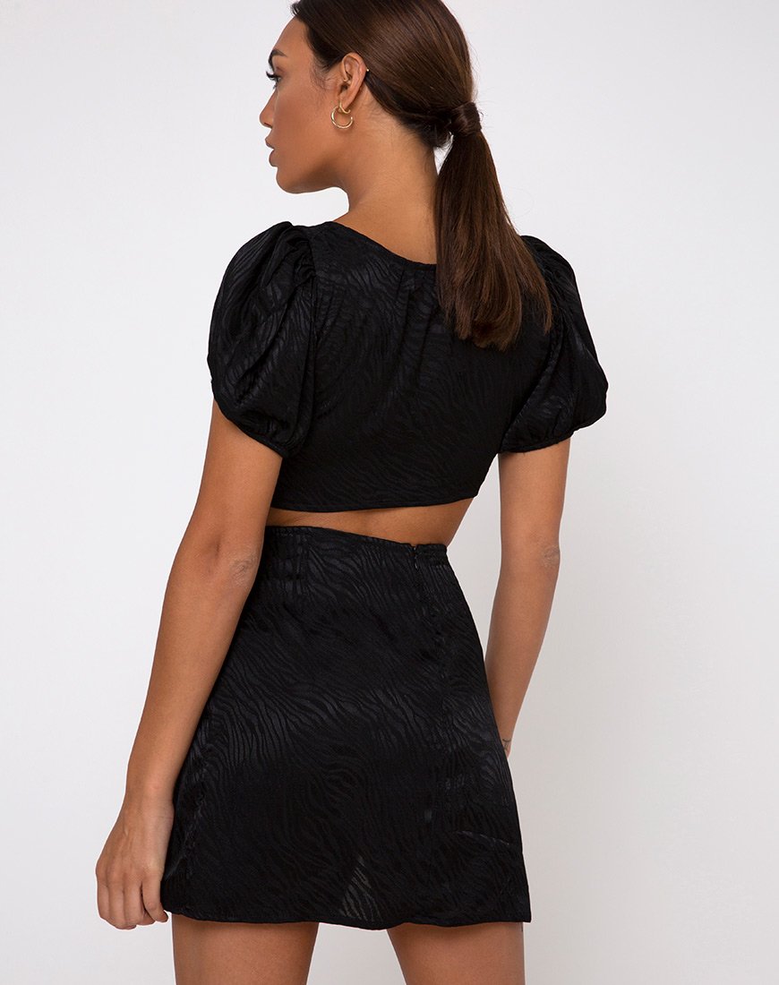 Image of Raemzi Crop Top in Satin Zebra Black