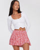 image of Rara Mini Skirt in Ditsy Butterfly Peach and Red