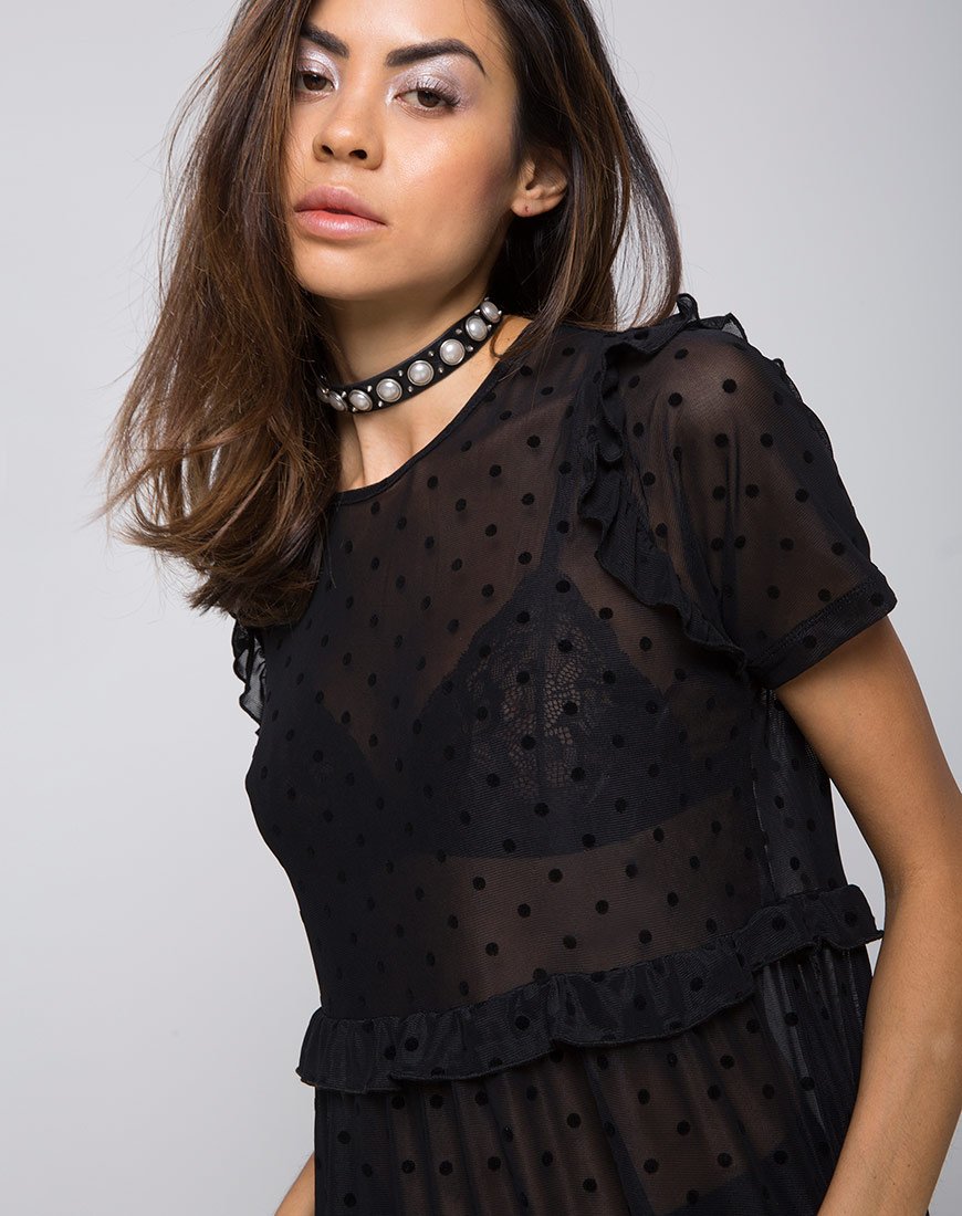 Remy Midi Dress in Polka Net black motelrocks-com-us Remy Midi Dress in Polka Net black motelrocks-com-us