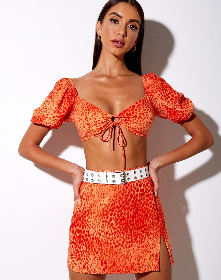 Image of Chelin Crop Top in Gradient Cheetah Tangerine
