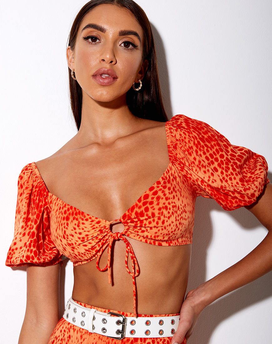 Image of Chelin Crop Top in Gradient Cheetah Tangerine