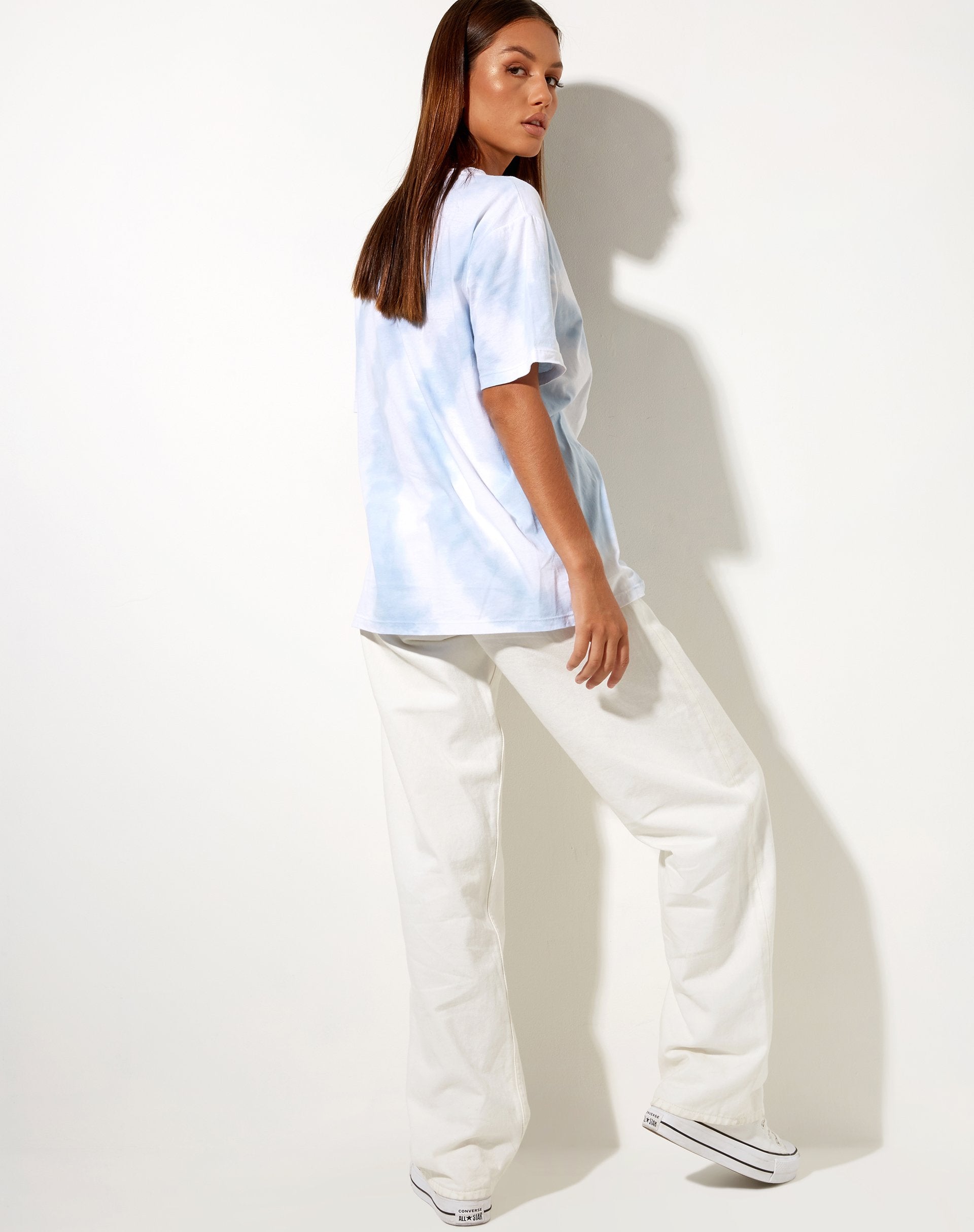 Image of Oversize Basic Tee in Blue and White Swirl Tie Dye
