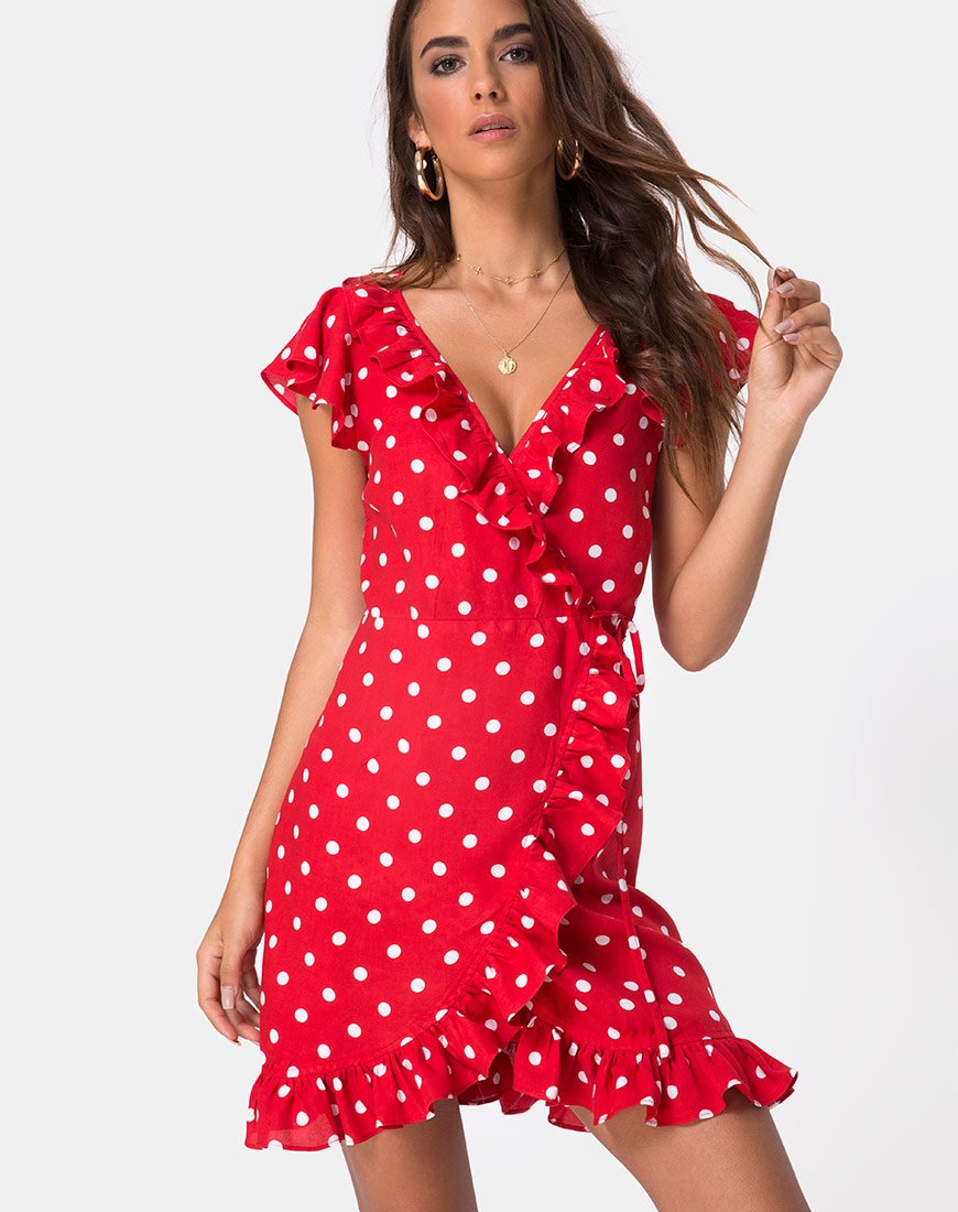 red and white polka dot skater dress Red & White Polka Dot w/ Red Sparkle Skater Dress