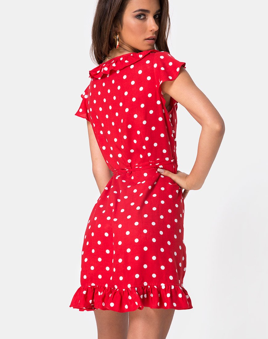 Rica Skater Dress in Medium Polka Red and White motelrocks-com-us Rica Skater Dress in Medium Polka Red and White motelrocks-com-us