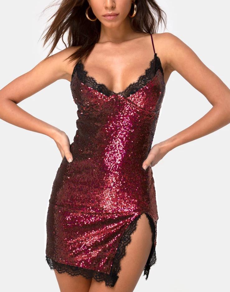 motel romini sequin dress Urban X Motel Romini Mini Dress in Black Mini Sequin