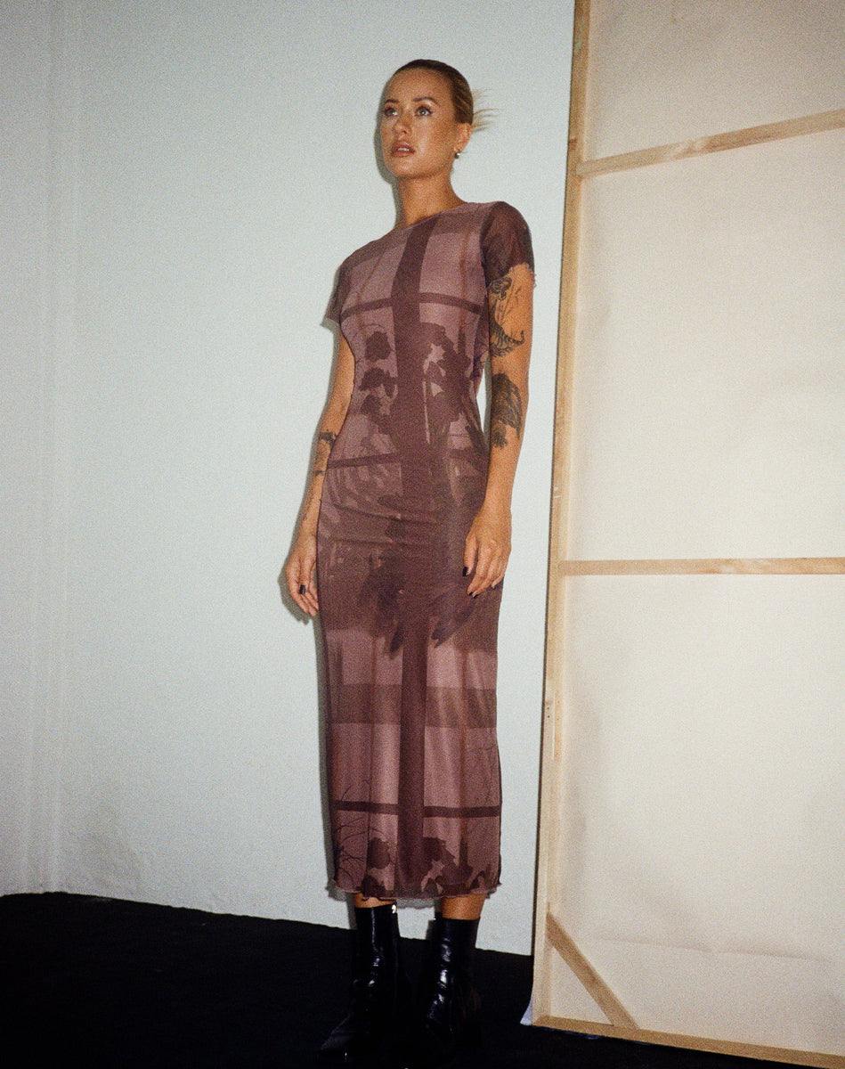 brown motel rocks dress Ruebelle Halterneck Asymmetric Midi Dress in Mocca