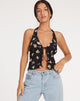 image of Roula Halter Top in Rose Garden Black