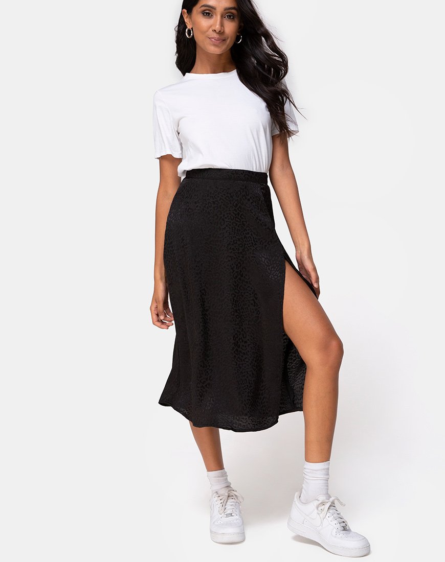 Cheetah midi shop skirt navy