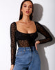 Image of Sanila Crop Top in Black Flock Flutterby