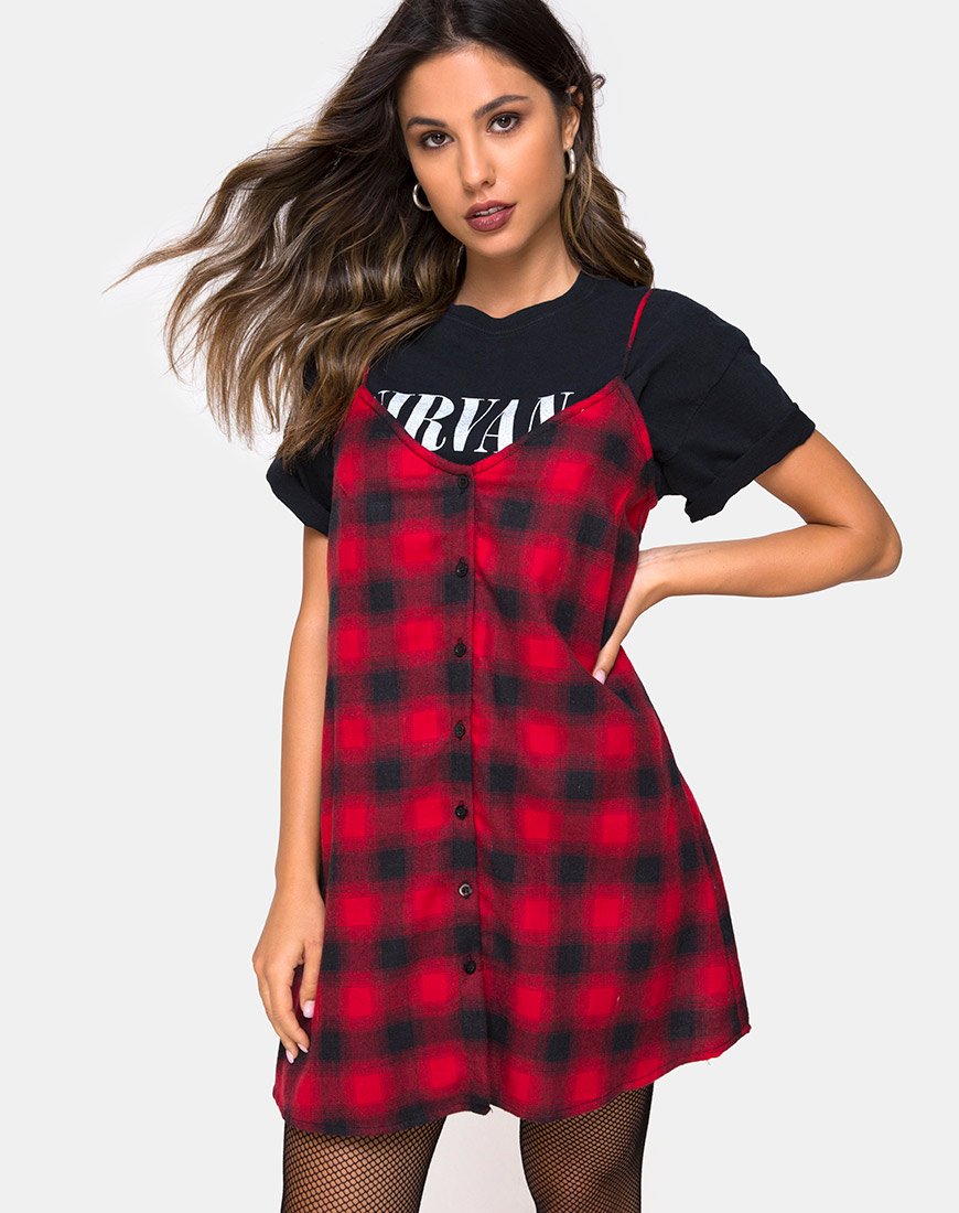 red plaid slip dress Rihoas Gingham Plaid Mini Dress