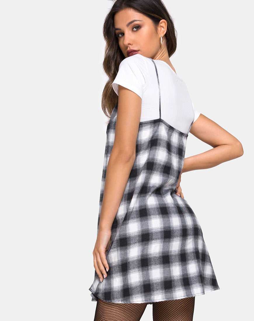 Black and white outlet plaid mini dress