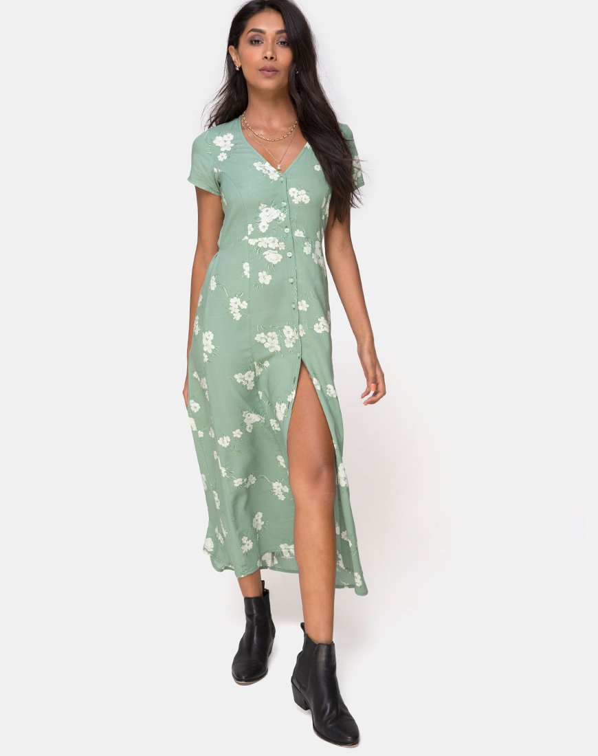 slim fit dress slacks Sage Green Tiered Midi Dress main image 1
