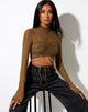 Image of Sauja Crop Top in Mesh Khaki Green