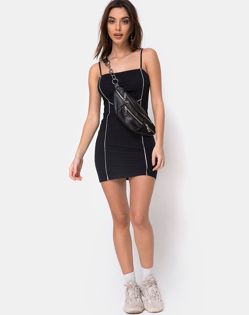 Scosh Bodycon Dress in Black with Piping Line – motelrocks-com-us