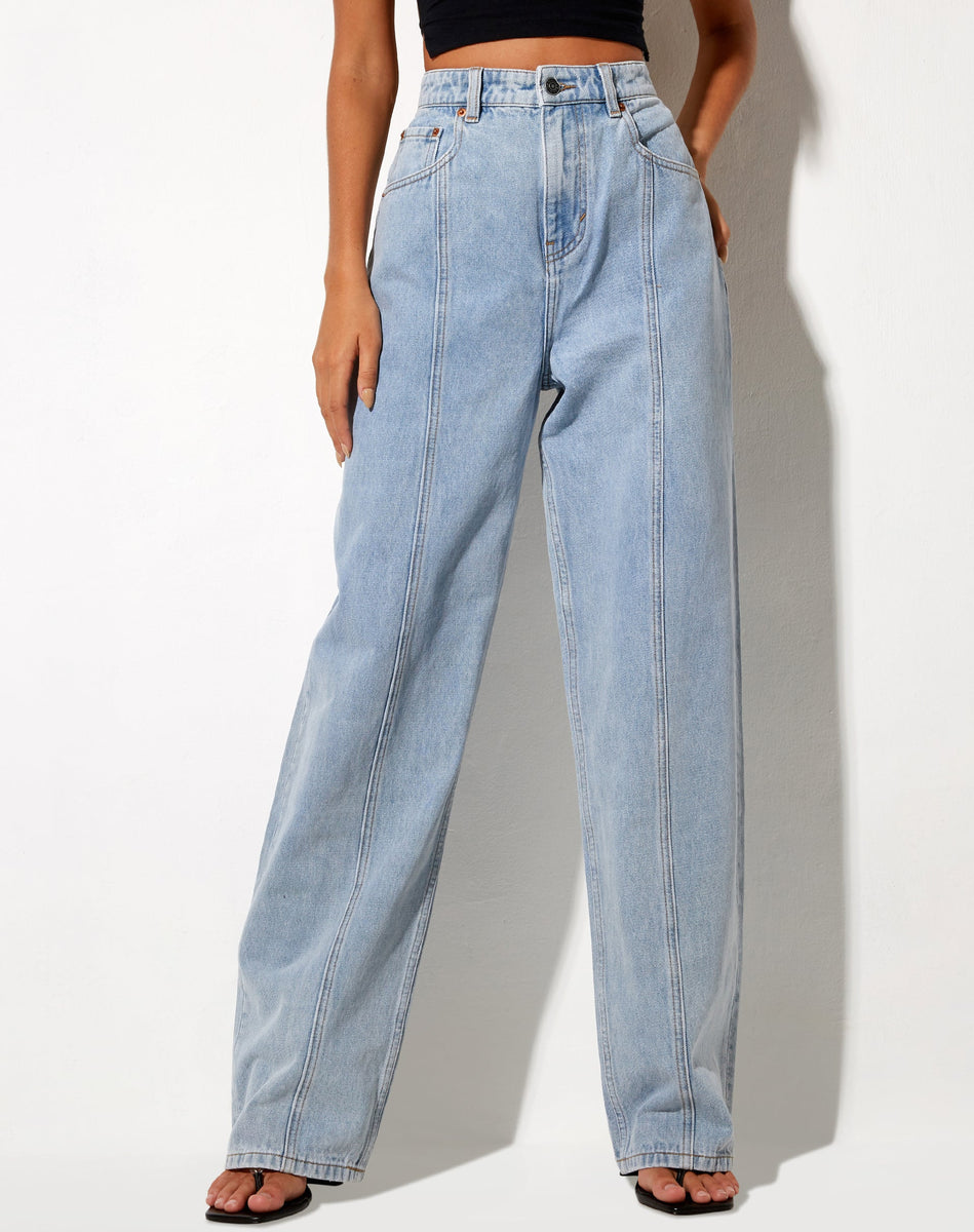 【MODERNIF】Sion Light Blue Semi-Wide Denim Pants Wide-leg denim pants Light Blue | Missoni