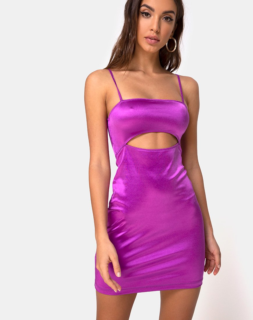 pink and purple bodycon dress Duo Chrome Back Bow Bodycon Dress in Pink Purple