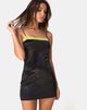 Image of Selah Dress in Satin Black with Lime Lace