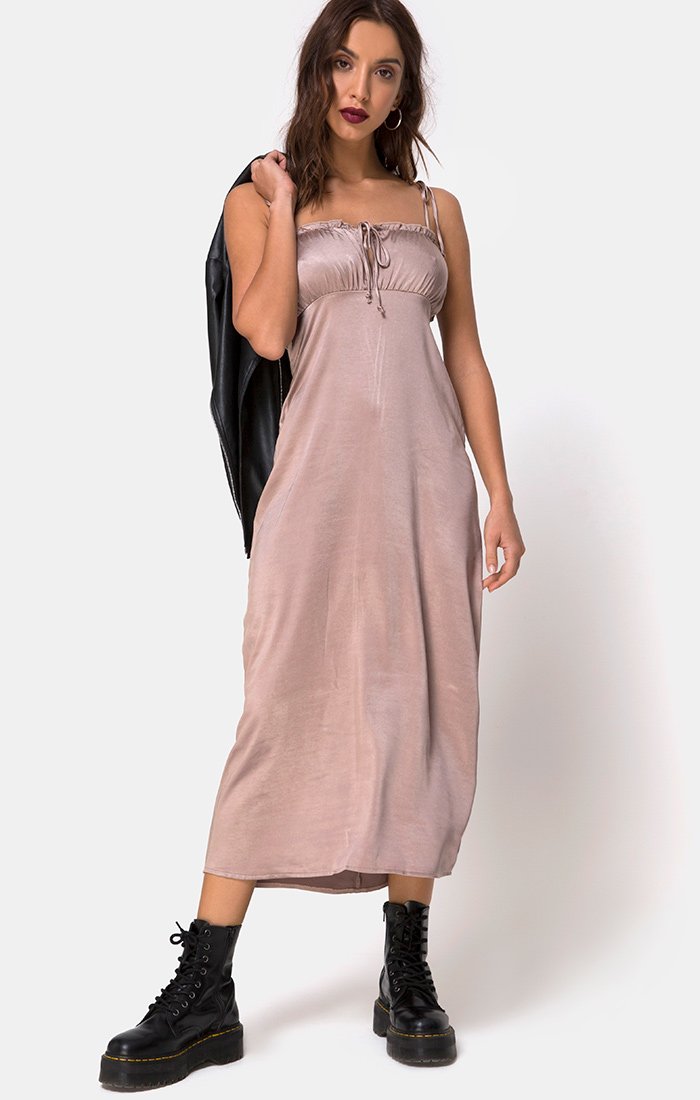 motelrocks satin dress Paiva Slip Dress in Satin Ivory