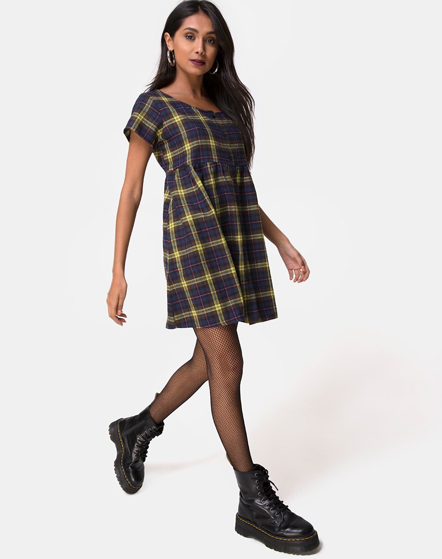 Skibbie Dress In Plain Brown Yellow Check motelrocks-com-us Skibbie Dress In Plain Brown Yellow Check motelrocks-com-us