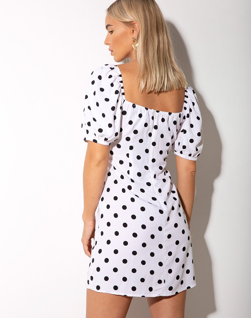 Image of Varie Mini Dress in 80s Polka White