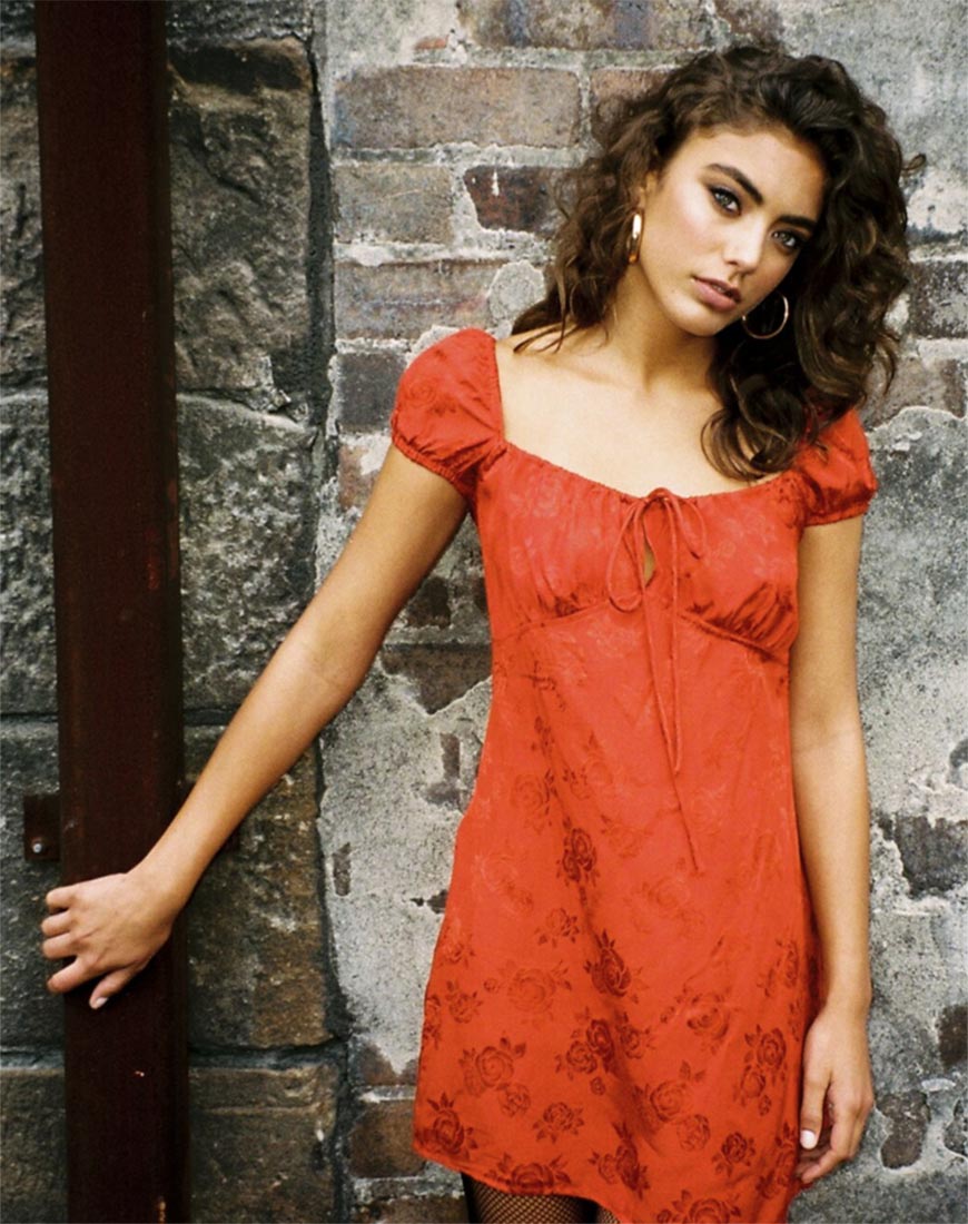 Gaval Mini Dress in Satin Rose Rust Gaval Mini Dress in Satin Rose Rust