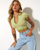 Image of Tamma Crop Top in Crochet Checkerboard Green and Cream