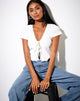 Image of Tiery Crop Top in Rib Ivory