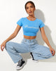 Image of Tindy Crop Top in Blue Sweetheart Embro