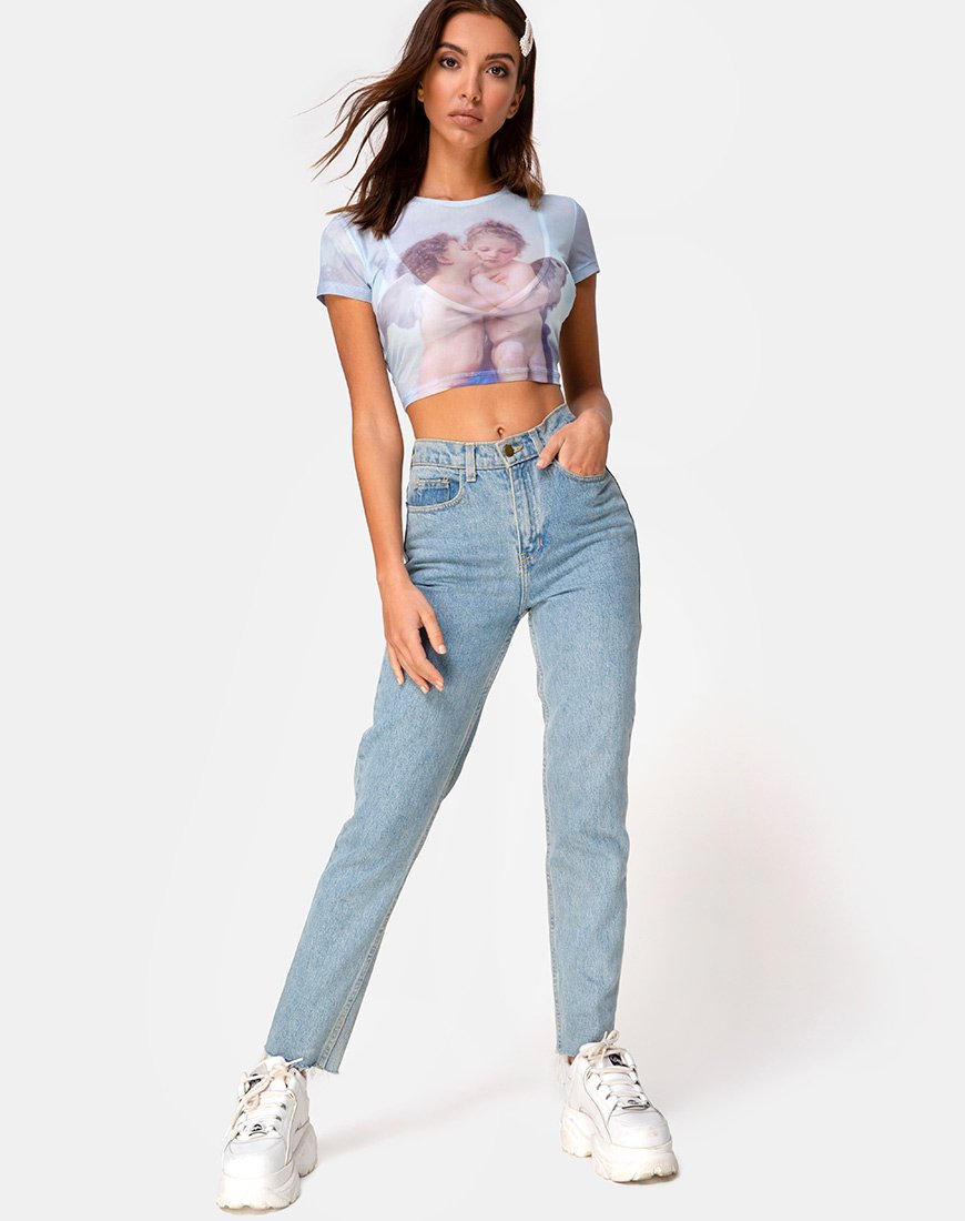 Image of Tiney Crop Top Tee in Cherub Kiss Blue