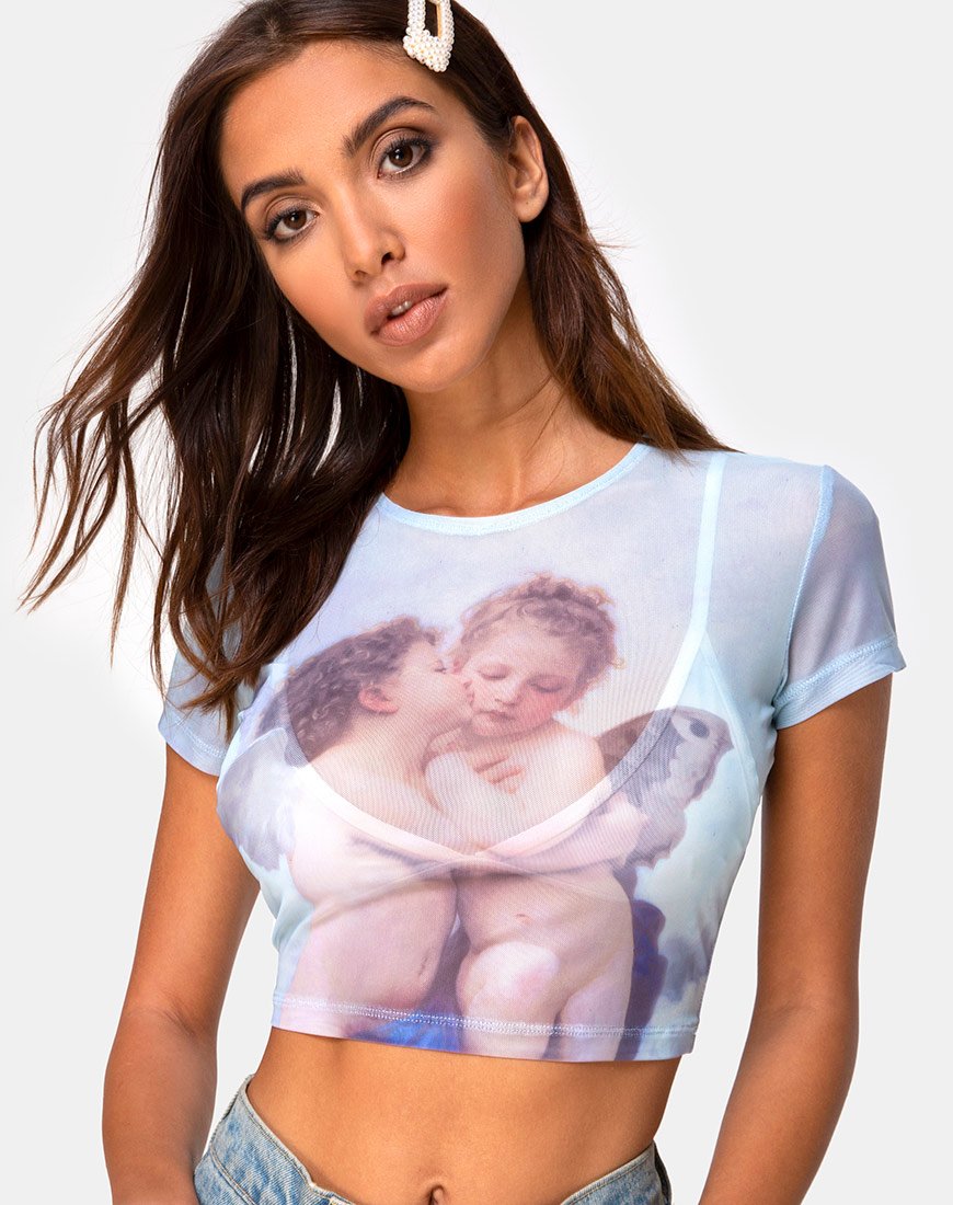 Image of Tiney Crop Top Tee in Cherub Kiss Blue