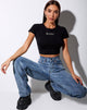 Image of Tiney Crop Tee in Black Gemini Diamante