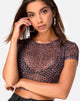 Image of Tiney Crop Top Tee in Rar Leopard Mesh